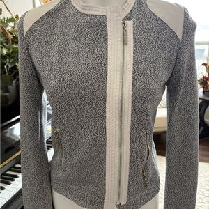 Alberto Makali Women’s Cropped Moto Zip Up Jacket Size Small Faux Leather Accent